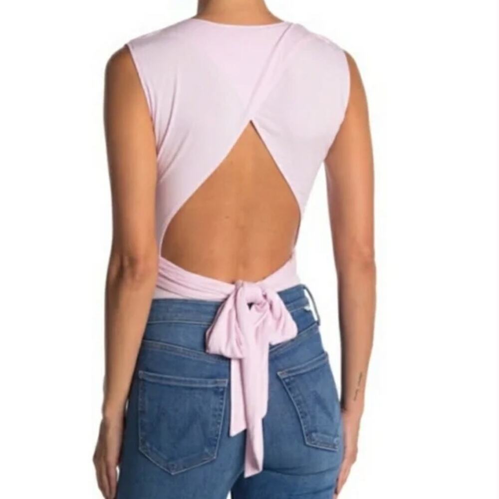 BCBGeneration Surplice Wrap Tie Knit Bodysuit in Lilac NWT SIZE XS - Picture 3 of 11